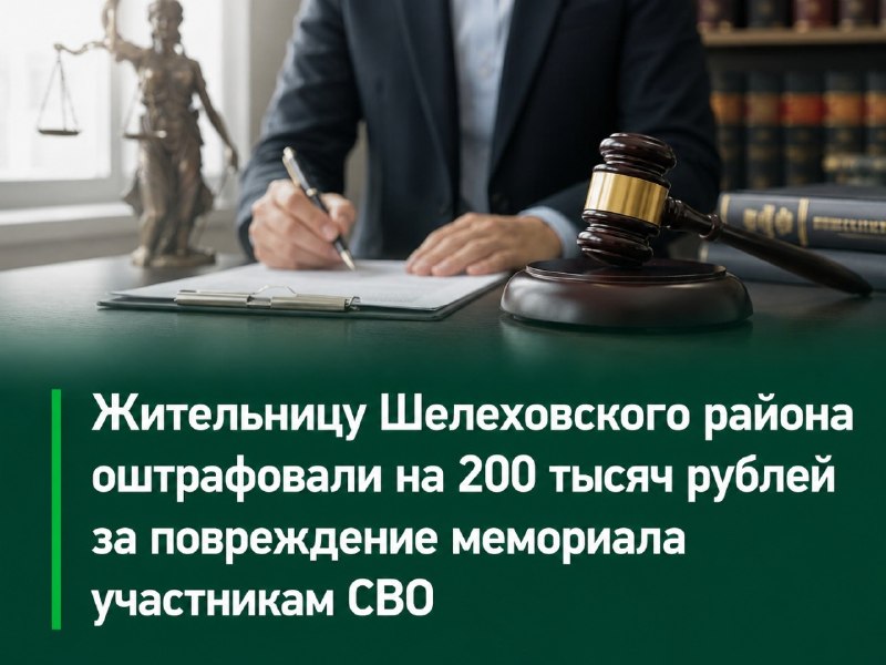 Жительницу Шелеховского района оштрафовали на 200 тысяч рублей за повреждение мемориала участникам СВО